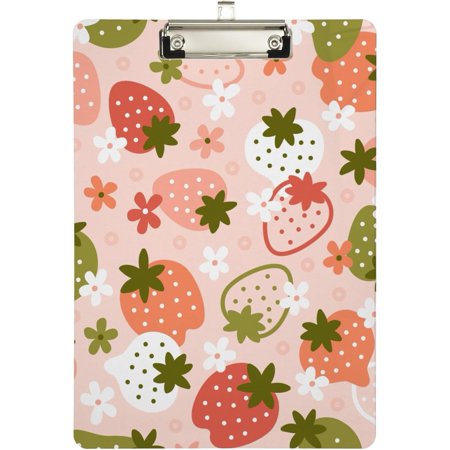 Hyjoy Cute Strawberries Clipboard - Durable Clipboards with Low Profile Metal Clip for Nurses, School, Office, A4 Size 9" x 12.5" Acrylic Clip Boards