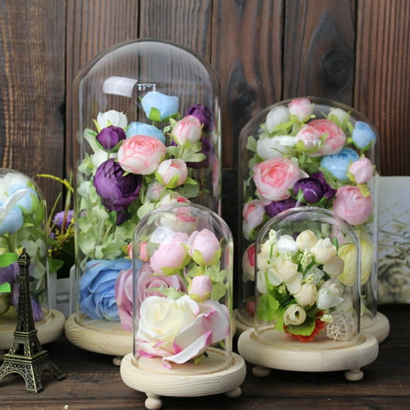 LIFKOME 1 Set Glass Flower Cover Decorative Round for Mother's Day Collectors Indoor Decor