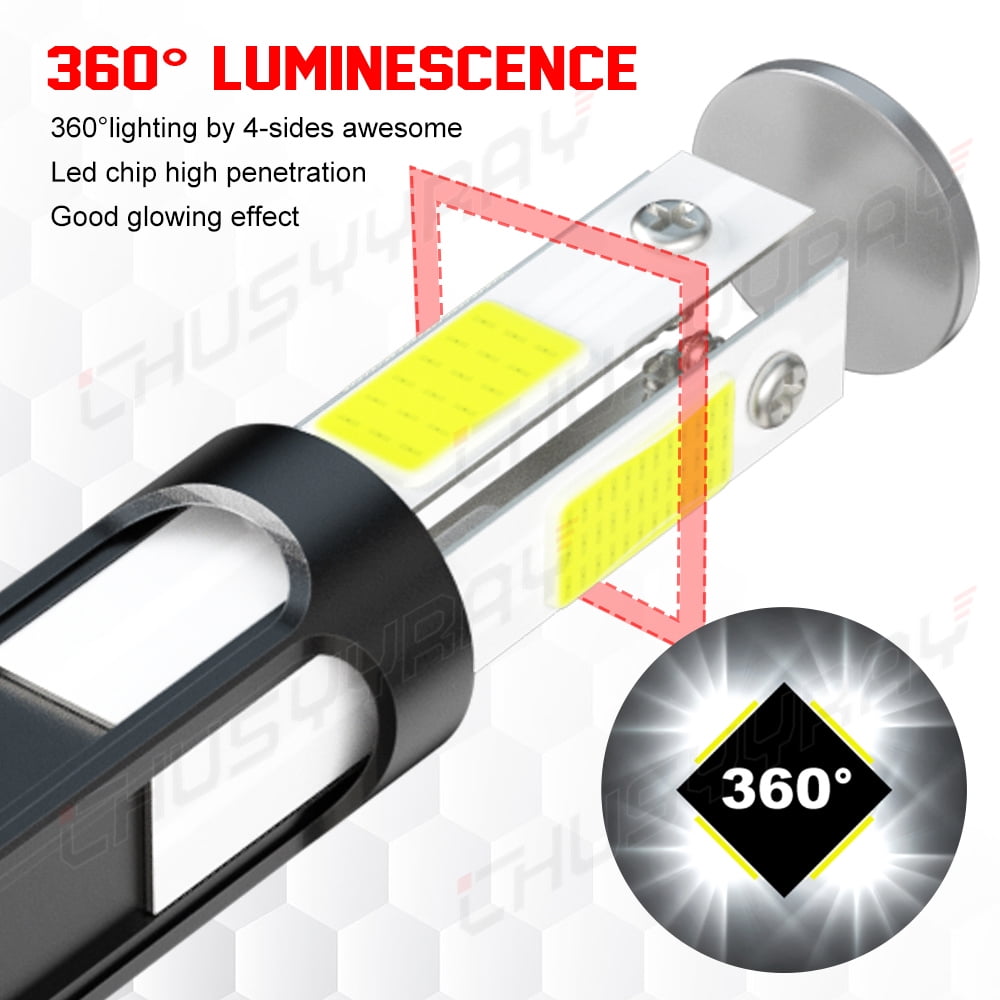 For Jeep Gladiator 2020-2023 4Pcs LED Headlight High Low Beam + Fog Light Bulbs Kit 6000K White