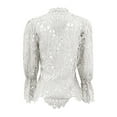 thumbnail image 6 of IROINNID Deals Womens Long Sleeve V-Neck Shirts ’s Sexy Ruffle Summer Puff Flare Shirt Hollow Out Tunic Blouses Tops,White, 6 of 9