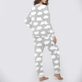 thumbnail image 6 of Ashirexll Fuzzy Pajamas for Women, Womens Winter Sets, Casual Round Neck Print Long Sleeve Top and Long Pocket Pants Fashion Set, 6 of 6