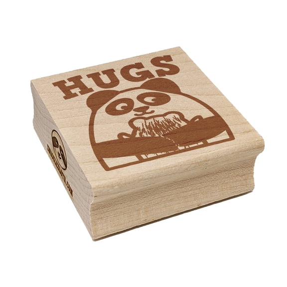 Hugs Panda Parent Child Square Rubber Stamp Stamping Scrapbooking Crafting - Small 1.25in