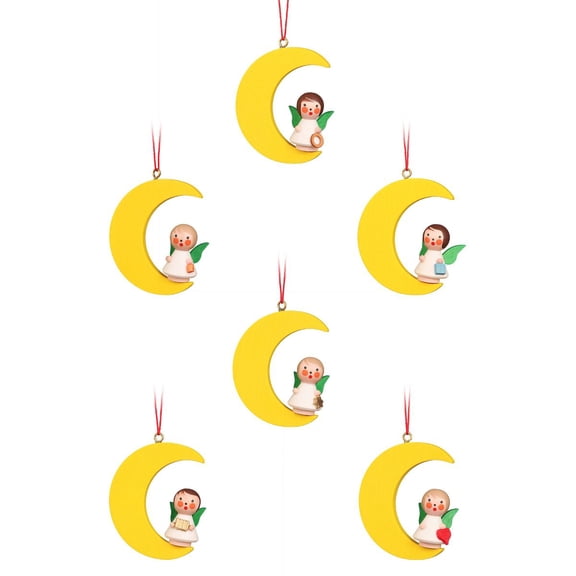 Alexander Taron Set of 6 Christian Ulbricht Angels on Moon Christmas Ornaments 2"