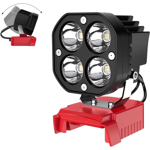 Kzreect LED Work Light Compatible with Mil-wau-kee 18V Battery, 40W 6000LM Flashlight, 120° Adjustable with Low Voltage Protection