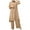 Khaki, variant on Autumn Fashion Plus Size Two Piece Sets for Women Spring Solid Color Muslim Solid Color Long Sleeve Shirt Coat Wide Leg Trousers Casual Suit Gifts for Womens