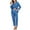 Azure, variant on 100% Cotton Pajama Sets for Women Long Sleeve Sleepwear Button Down Pjs Fall 2 Piece Lounge Sets S-XXL(Navy Blue, Small)