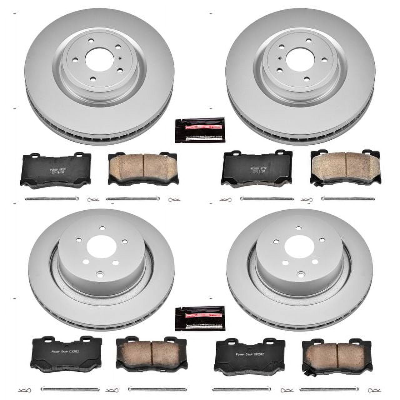 PowerStop Front and Rear Geomet Coated Brake Rotor and Pad Kit Fits: INFINITI Select Models CRK5823