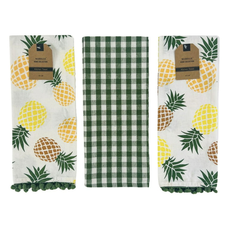 Serafina Home Summer Fun Pineapple Kitchen Dish Towels Set, 2pc: Bright  Colorful Cotton Towels with Fringe