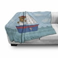 thumbnail image 3 of Ahoy Its a Boy Soft Flannel Fleece Throw Blanket, Baby Shower Theme It's a Boy in Nautical Style Bear and Bird in Boat, Cozy Plush for Indoor and Outdoor Use, 50" x 70", Multicolor, by Ambesonne, 3 of 6