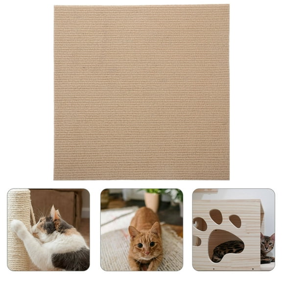 Soimiss Khaki Adhesive Cat Scratcher Mat for Indoor Use Furniture Protector Carpet