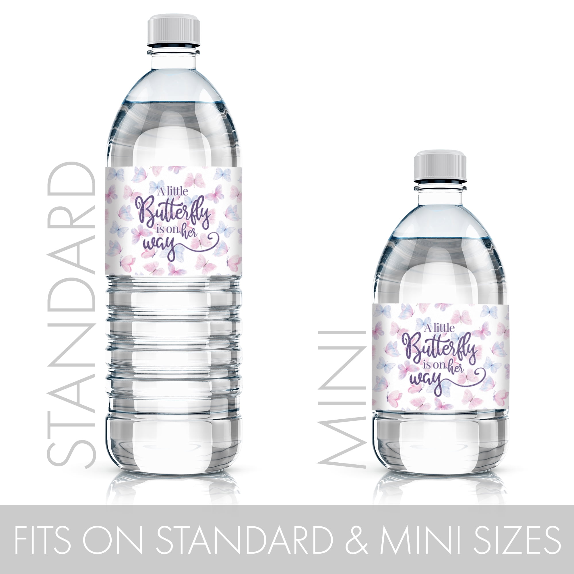 Butterflies Personalized Girl Baby Shower Water Bottle Sticker Labels 