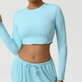 thumbnail image 4 of ShiShine Long Sleeve Crop Tops for Women Workout Athletic Gym Shirts Crew Neck Cropped Sweatshirts, 4 of 6
