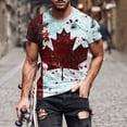 thumbnail image 2 of FRSASU Men's Canada Flag Print T-Shirt Maple Leaf Graphic Canadian Pride Patriotic Short Sleeve Crew Neck T-shirts Wine-C, 2 of 5