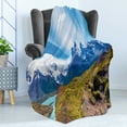 thumbnail image 4 of Landscape Soft Flannel Fleece Throw Blanket, Lake Pehoe Torres del Paine National Park Patagonia Chile, Cozy Plush for Indoor and Outdoor Use, 70" x 90", Dark Khaki Azure Blue, by Ambesonne, 4 of 5