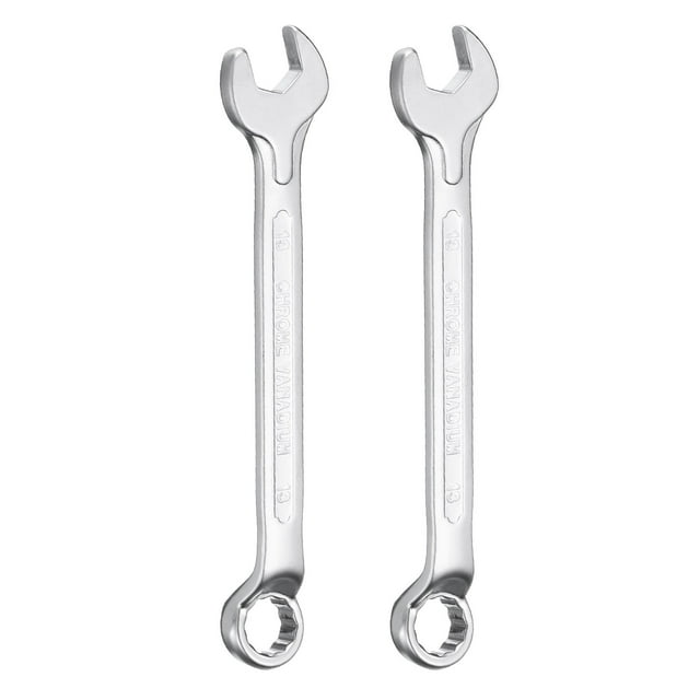 Uxcell 2pcs Combination Wrench Offset 13mm 75-Degree 12-Point Box End and 15° Angled Open End Metric CR-V Steel Nickel Plated Multi-function Spanners for Mechanics DIY Enthusiasts