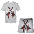 thumbnail image 5 of Conjunto de pantalones cortos de manga corta con estampado 3D y patrón de guitarra musical personalizado Conjunto holgado de 2 piezas para hombre, 5 of 5