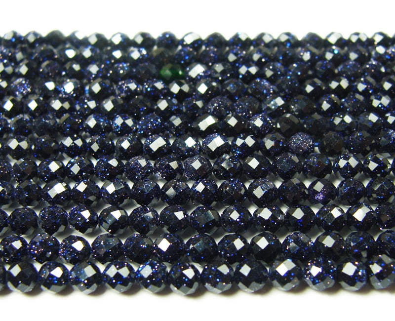 4mm Finely Cut Blue Goldstone Faceted Beads Genuine Natural Gemstone