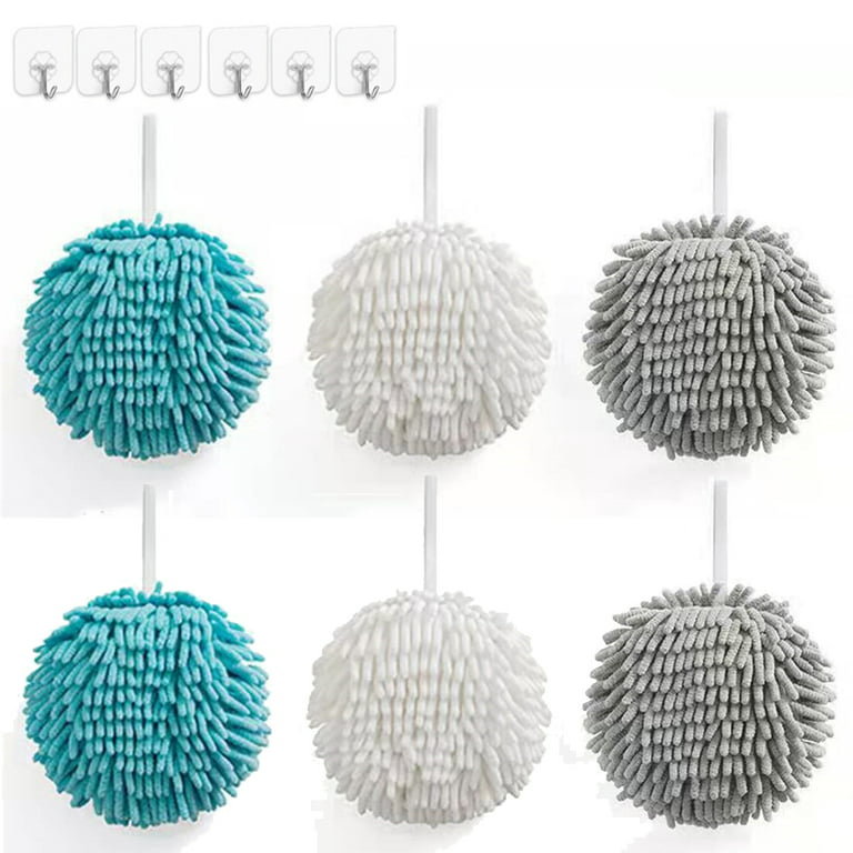 Abcty Soft Absorbent Chenille Hand Towels Ball(6.7'),Quick Dry Hand Bath  Towel, Bathroom Hand Towels with Loop,Wash/Dry,Hanging Kitchen Hand Towels