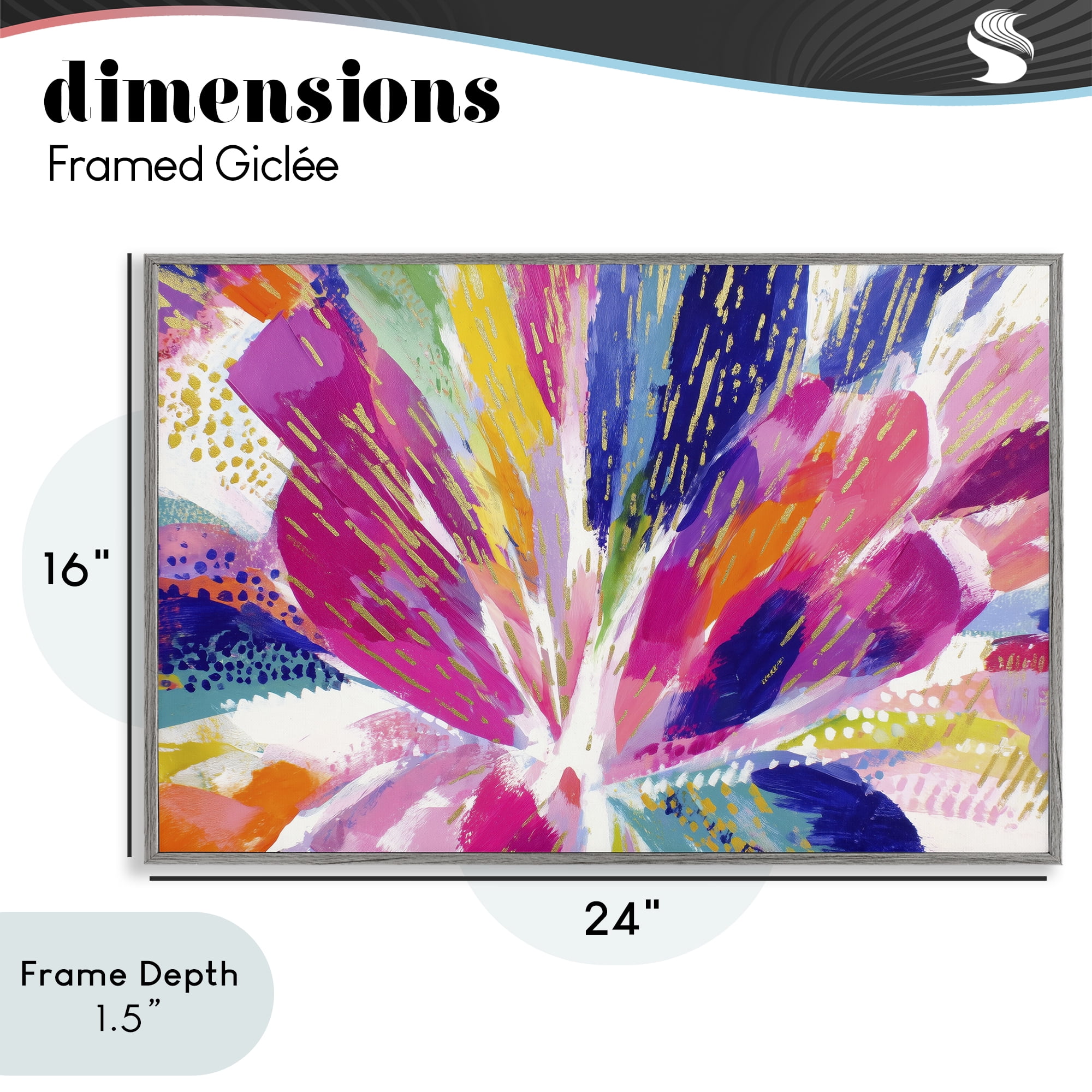 Stupell Industries Flower Burst in Vibrant Tones Gray Framed Giclee Art, design by Chromatic Storm Studio