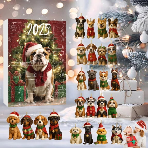 2025 Dog Lovers Advent Calendar Christmas Countdown With 24 Daily Pet Themed Surprises Decorative Gift For Families And Holiday Festive Display