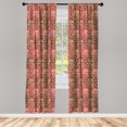 thumbnail image 4 of Ambesonne Yellow Damask Window Curtains, Swirly Oriental, Each 28" W x 63" L, Yellow and Magenta, 4 of 4