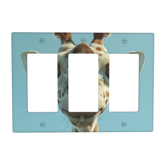 Giraffe Blue Switch Cover Decorative Wall Plate 3-Gang Standard Size