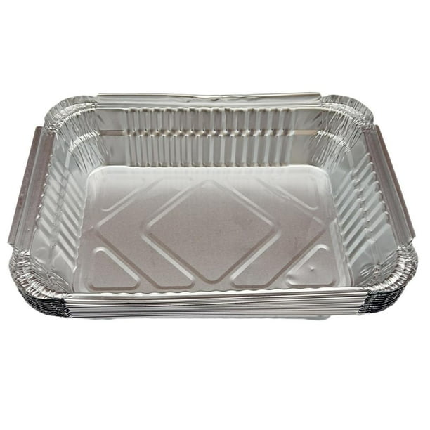 BANDEJAS DE ALUMINIO DE 410-2200 ML, BANDEJAS DESECHABLES PARA PARRILLA, RECIPIENTES PARA GRASA Y RECIPIENTES PARA ALIMENTOS 10Pcs_1000ml