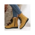 thumbnail image 4 of Frontwalk Womens Booties Side Zip Ankle Boots Lace Up Combat Boot Walking Non Slip Shoes Women Casual Yellow 9.5, 4 of 6