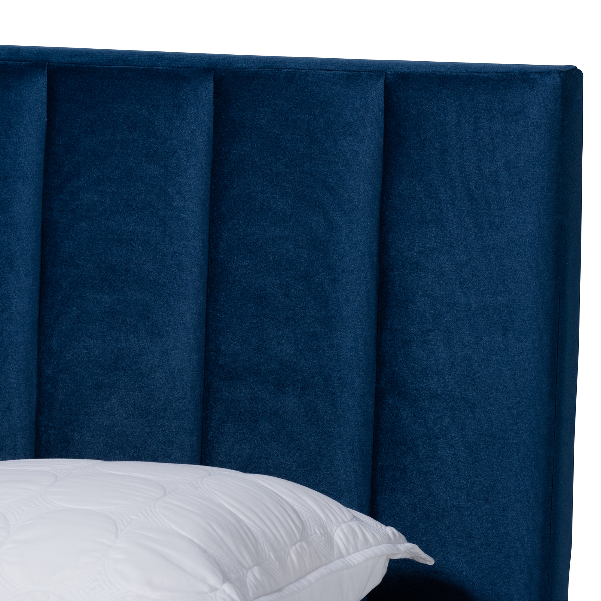 Skyline Decor Navy Blue Velvet Fabric Upholstered Full Size Panel Bed with Channel Tufted Headboard - image 5 of 5
