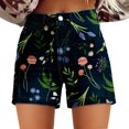 thumbnail image 4 of Women's Shorts Womens Casual High Waist Denim Shorts Relaxed Fit Artretro Printed Floral Shorts With Pockets,Black Women's Shorts S, 4 of 4