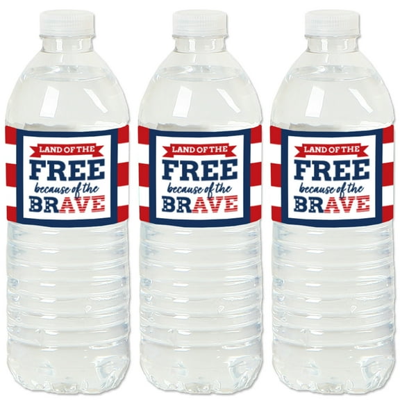 Big Dot of Happiness Happy Veterans Day - Patriotic Water Bottle Sticker Labels - Set of 20