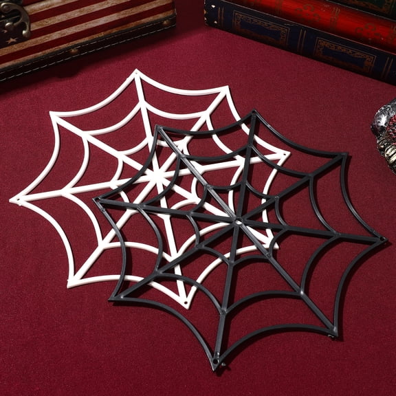 MIPCASE White Spider Web Cutout Decorative Plastic Assorted Color 12Pcs