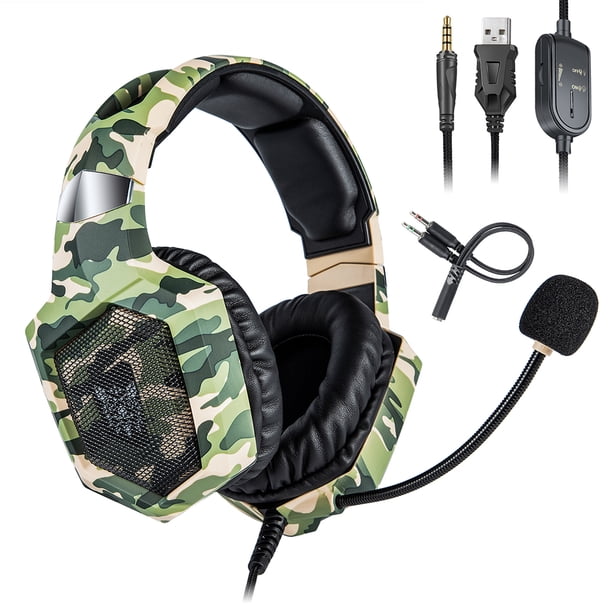 Onikuma 3.5mm Auriculares con cable Auriculares con audífonos con micrófono RGB Auriculares Control de volumen Control Portátiles Accesorios de audio Oficina Camuflaje Verde Scienceny EL005824-01B