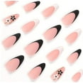 thumbnail image 3 of Formal Daisy Matte French Manicure Almond Press-On Nails - 24 Pieces - Artificial Nail Kit, 3 of 4