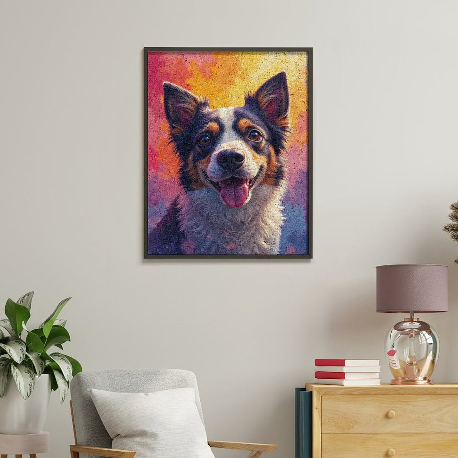 Paint By Numbers Kit for Adults Beginner - DIY Dog Joyful Vibrant Sky Art Canvas Painting Kits for Adults, Frameless Paint By Number for Adults for Home Wall Decor 16x20 Inch