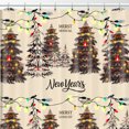 thumbnail image 1 of Festive Holiday Shower Curtain with Christmas Trees & Lights - "New Year's" Design, 1 of 4