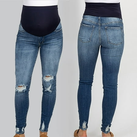 

50% off Holiday! S LUKKC LUKKC Maternity Jeans Women s Ripped Distressed Boyfriend Jeans Over The Belly Stretch Denim Pants Casual Skinny Leggings Pregnancy Must Haves Fall and Winter