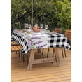 thumbnail image 3 of Outdoor Tablecloths with Umbrella Hole & Zipper, Purple Lavenders 60 x102 Inch Rectangle Tablecloths, Spring Floral Black Plaid Farmhouse Waterproof Table Cloth, Patio/Pool/Picnic Table Covers, 3 of 8