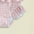 thumbnail image 4 of KPOPLK Toddler Baby Girl Swimsuit Bow Embroidery Checkered Print Ruffle Bikini Sleeveless Bathing Suit Swimwear clearance boys Swimwear under $5(9-12 Months,Pink), 4 of 6