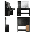 thumbnail image 4 of RichYa Modern Makeup Vanity with 3 Color Lighted Mirror & Power Strip,for Bedroomm Bathroom,45'' L (Black), 4 of 7