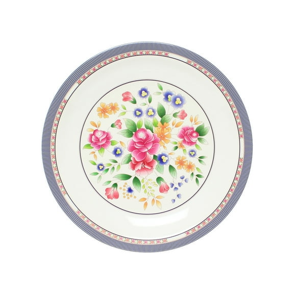 Excellante Rose melamine dinnerware collection 14 3/8" plate, comes in dozen