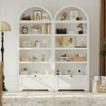 thumbnail image 4 of AKDSteel 72" Tall Wood Arched Storage Cabinet, Kitchen Pantry with Open Display & Drawer, 6-Tier Standing Arched Bookcase & Cupboard with Adjustable Shelving for Living Room,Kitchen,Study, 4 of 8