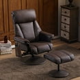 thumbnail image 2 of Mcombo Swivel Recliner with Ottoman, Reclining Chair with Massage, Faux Leather Lounge Chairs for Living Room Bedroom 4539(Dark Brown), 2 of 9