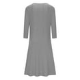 thumbnail image 3 of Zpanxa Plus Size Dress for Women, Solid 3/4 Sleeve Empire Waist Dress, Round Neck Fall Dress Casual Midi T-Shirt Dress Gray S, 3 of 5
