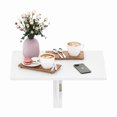 thumbnail image 4 of Furinno Claude 2-Tier White Coffee Table, Mid-Century Style Coffee Table with Wooden-Legs, Side Table with Open Shelf, for Living Room, Bedroom, Home Office, Light Marble, 4 of 6