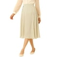 thumbnail image 4 of INSPIRE CHIC Women's Elastic Waist Zipper Polka Dots Casual Midi Skirt, 4 of 5