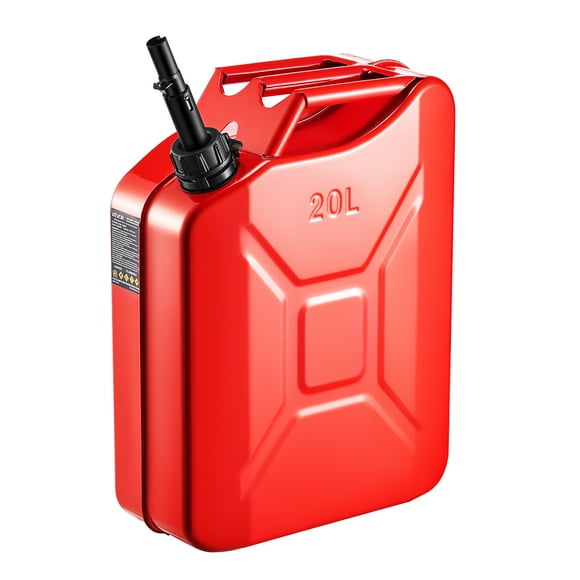 VEVOR Metal Fuel Container, 5.3 Gallon, Fuel Jerry Can with Spout and Comfort Handle, 6 L/min Max Flow Rate, Leakproof & Corrosion-resistant Metal Gas Tank Most Cars Motorcycle ATV UTV, Red