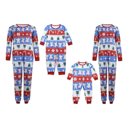 

Christmas Family Jumpsuit One-Piece Zip-Front Romper Sleepwear Parent-Child Bodysuit Pajamas