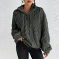 thumbnail image 2 of Fleece Quarter Zip Women Oversized Cable Knit Cozy Fuzzy Pullover Sweaters Long Sleeve Soft Half Zip Sweatshirt Dark Gray S, 2 of 7