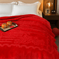 thumbnail image 5 of Shubozy Luxury 2 Ply  Korean Style Mink Fleece Blanket – King  Size, Embossed Plush Bed Blanket, Red, 5 of 6